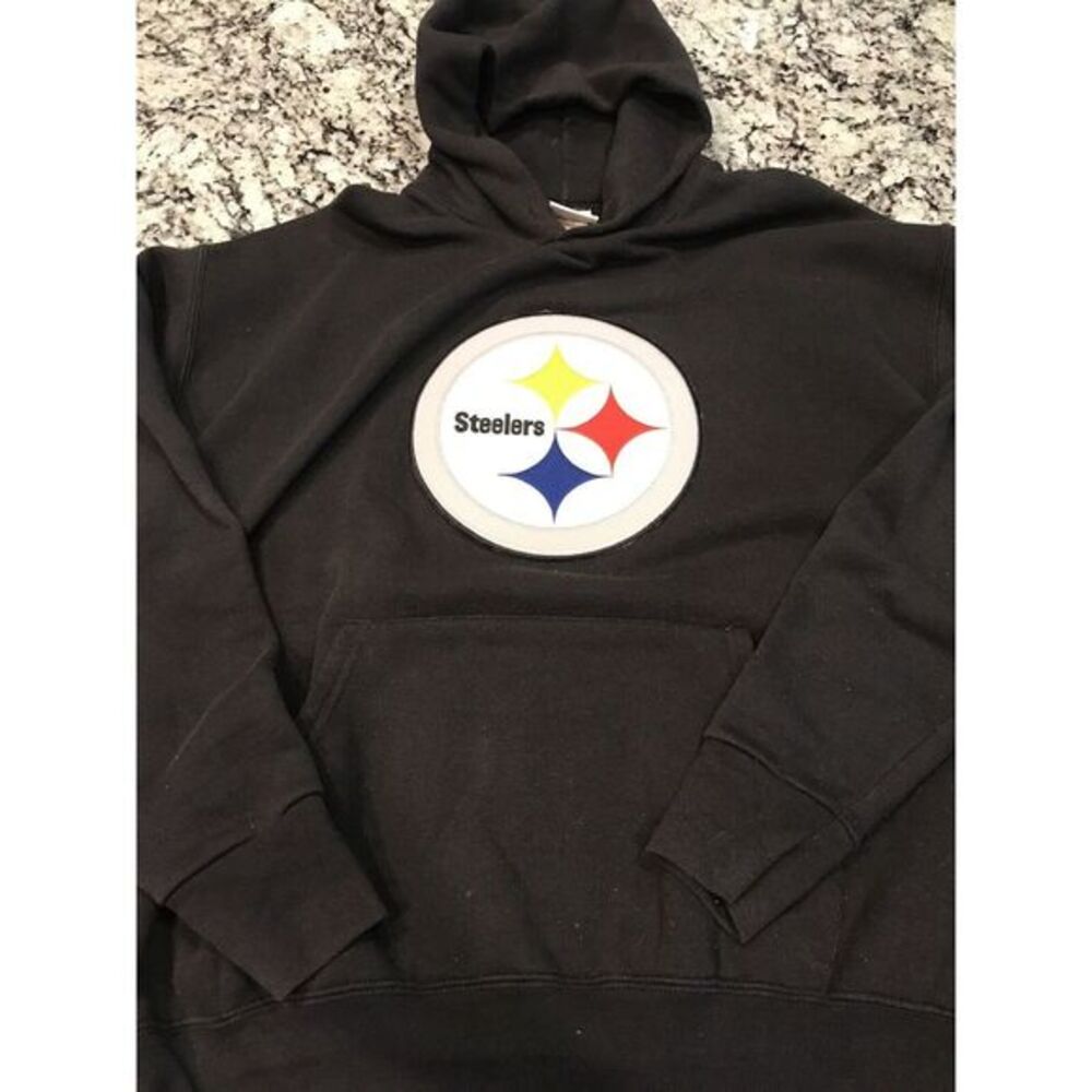 NFL OLD SCHOOL PITTSBURGH STEELERS‎ HOODIE MENS SIZE XL BIG PATCH